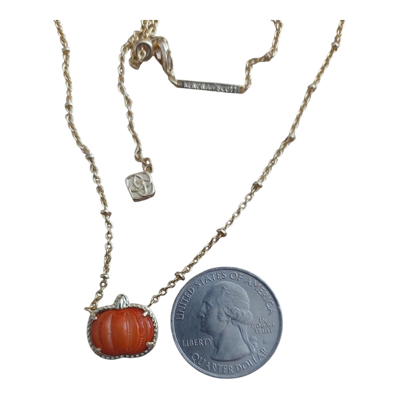 NWOB Kendra Scott Gold Necklace And Earring Pumpkin Set - Picture 4 of 10